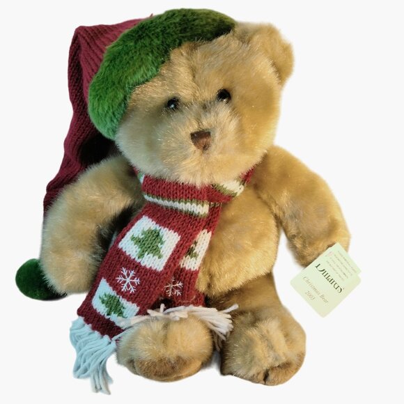 Dillards 2003 Christmas Bear Plush Scarf Hat - Picture 1 of 10